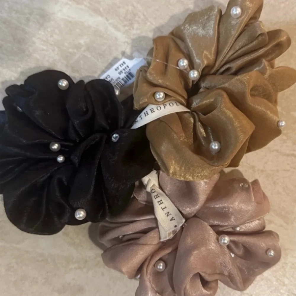 Anthropologie Pearl Scrunchies